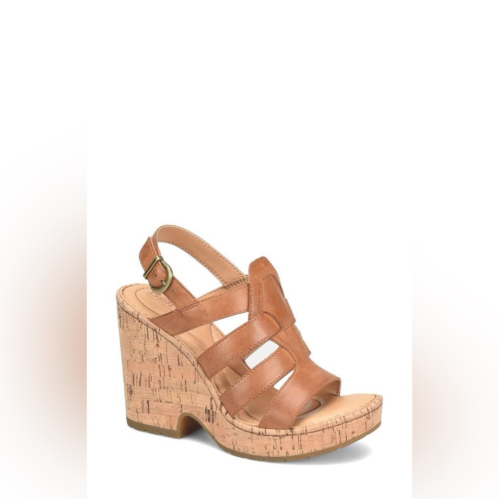 NWT! Born Brown Leather Size 10 Bernese Cage Wedge Sandal